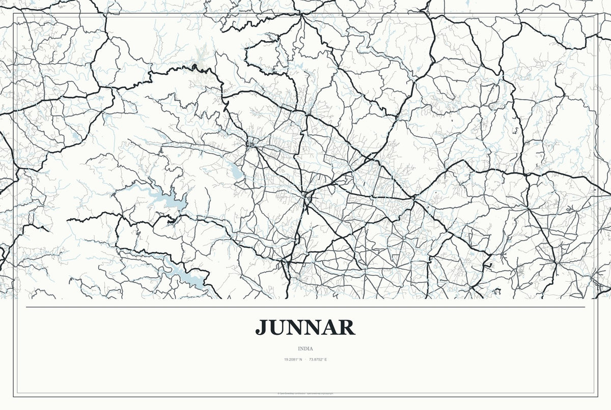 Junnar, India City Map Aluminum Sign in Gallery Air style