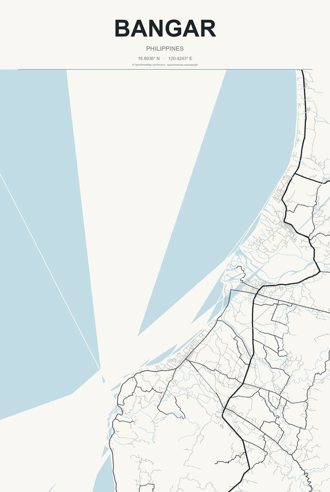 Bangar, Philippines City Map Aluminum Sign in Headline Atlas style
