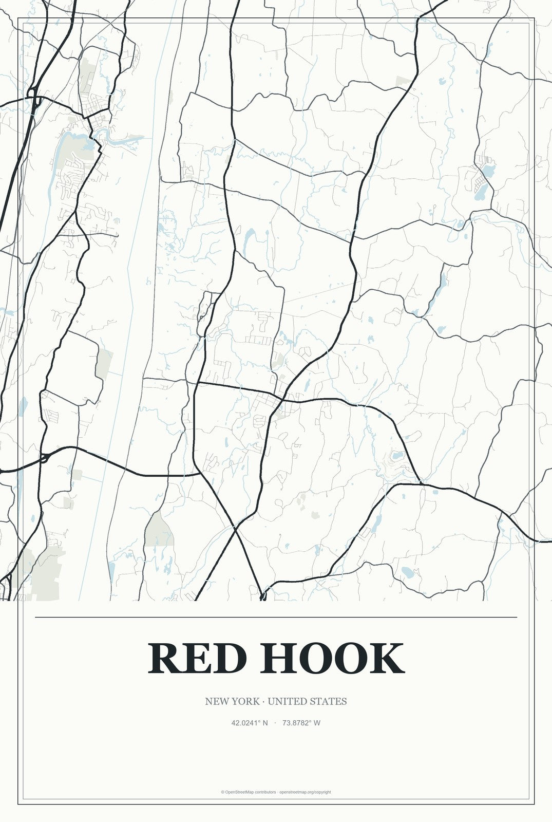 Red Hook, New York City Map Aluminum Sign in Gallery Air style