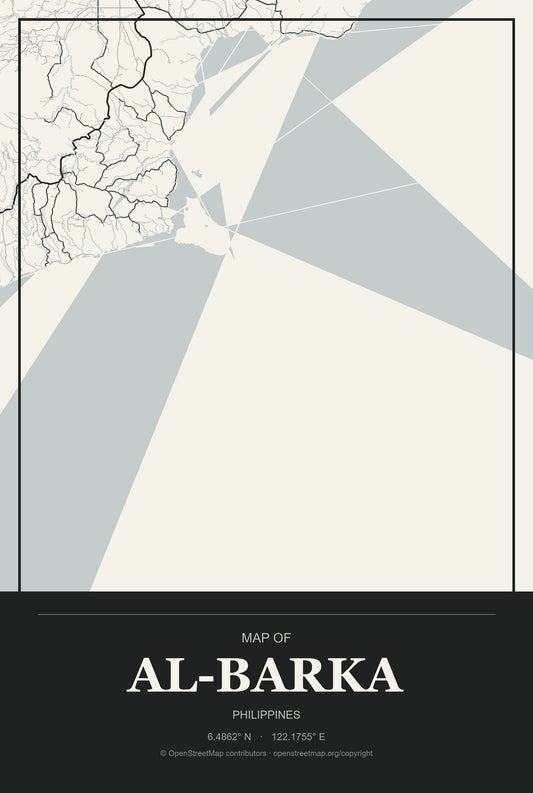 Al-Barka, Philippines City Map Aluminum Sign in Museum Plaque style