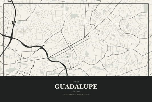 Guadalupe, Costa Rica City Map Aluminum Sign in Museum Plaque style