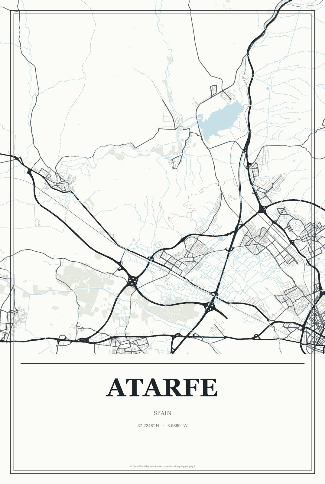 Atarfe, Spain City Map Aluminum Sign in Gallery Air style