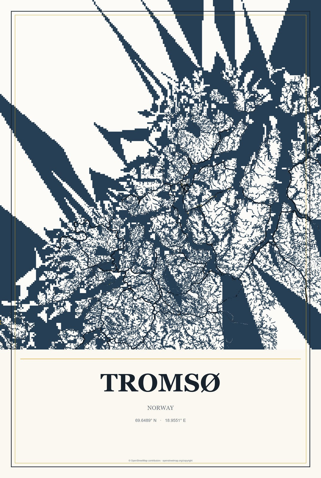 Tromsø, Norway City Map Aluminum Sign in Citrine Modern style