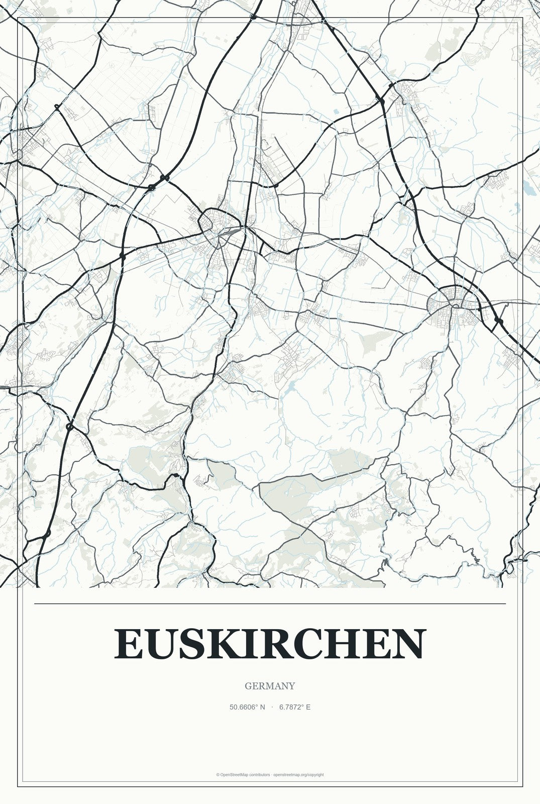 Euskirchen, Germany City Map Aluminum Sign in Gallery Air style