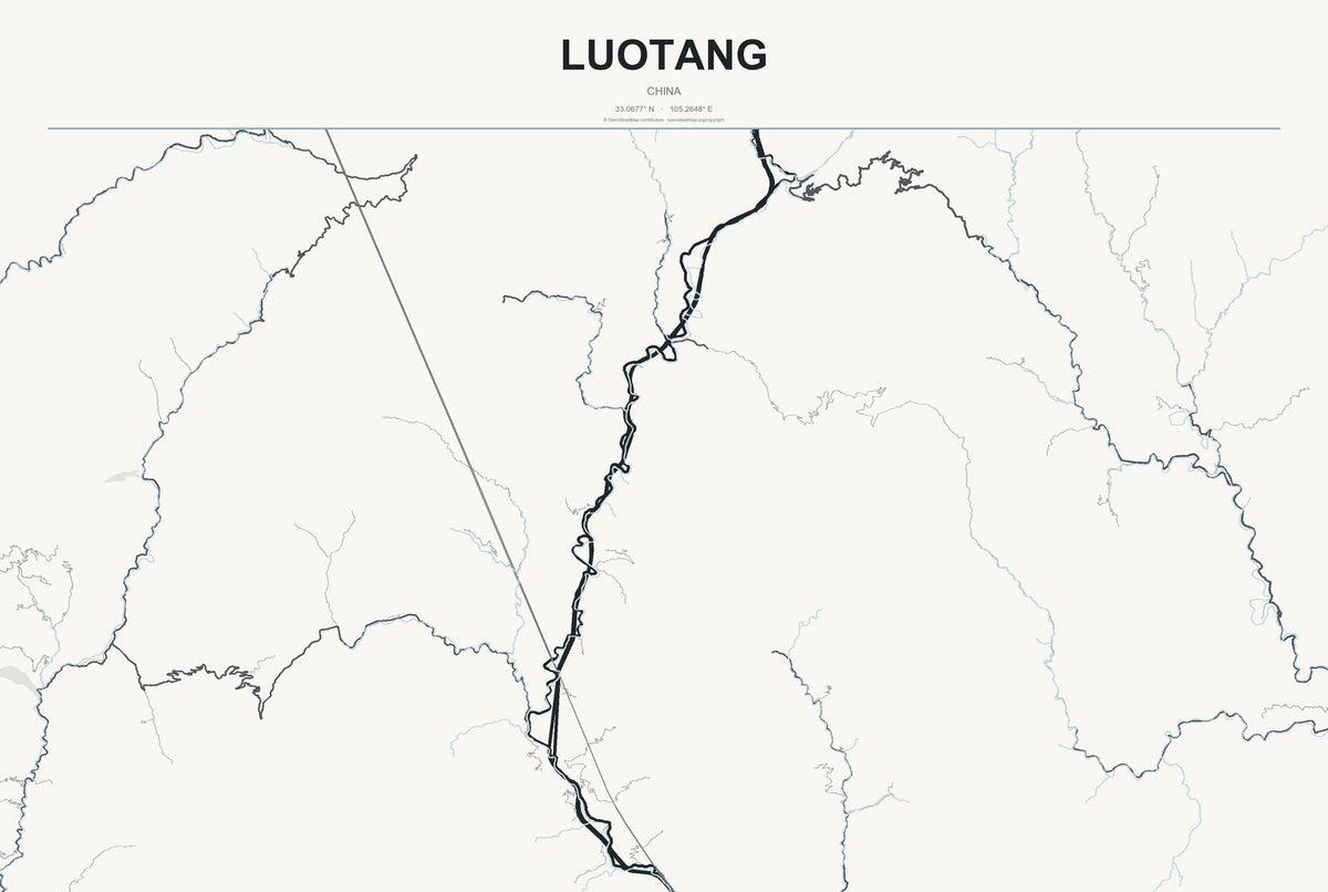 Luotang, China City Map Aluminum Sign in Headline Atlas style