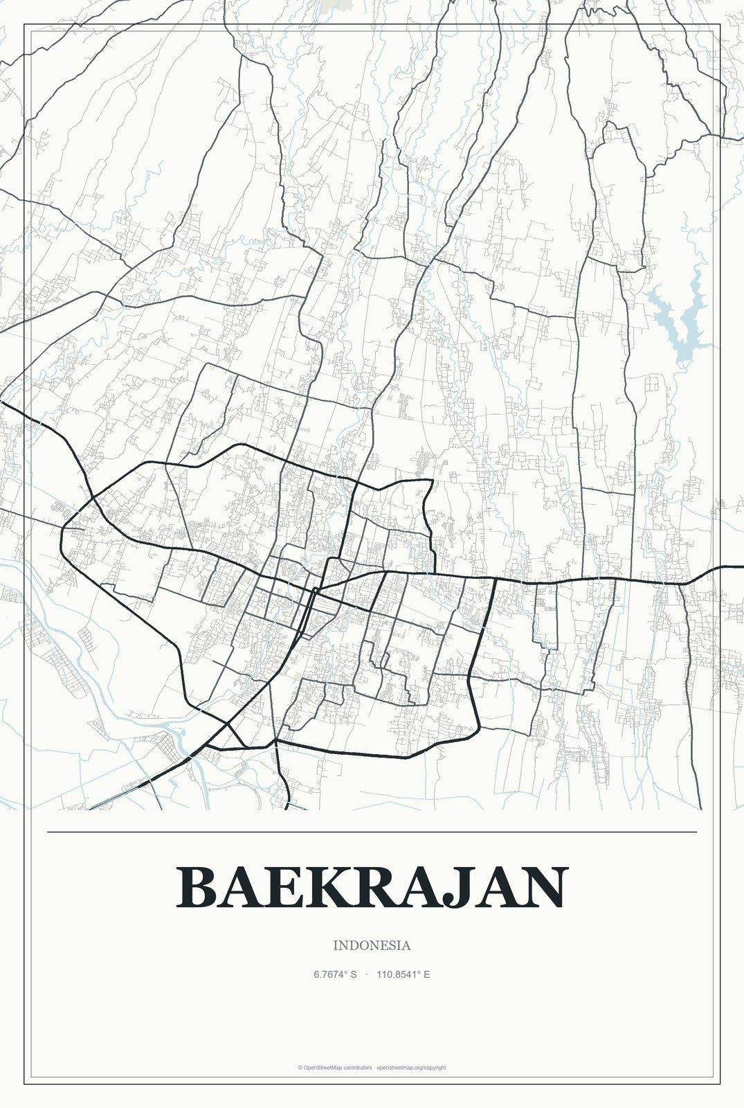 Baekrajan, Indonesia City Map Aluminum Sign in Gallery Air style