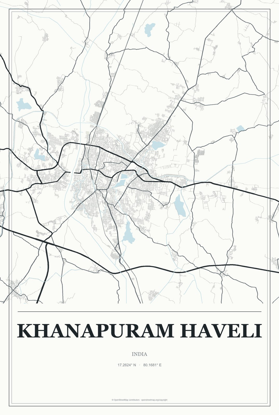 Khanapuram Haveli, India City Map Aluminum Sign in Gallery Air style