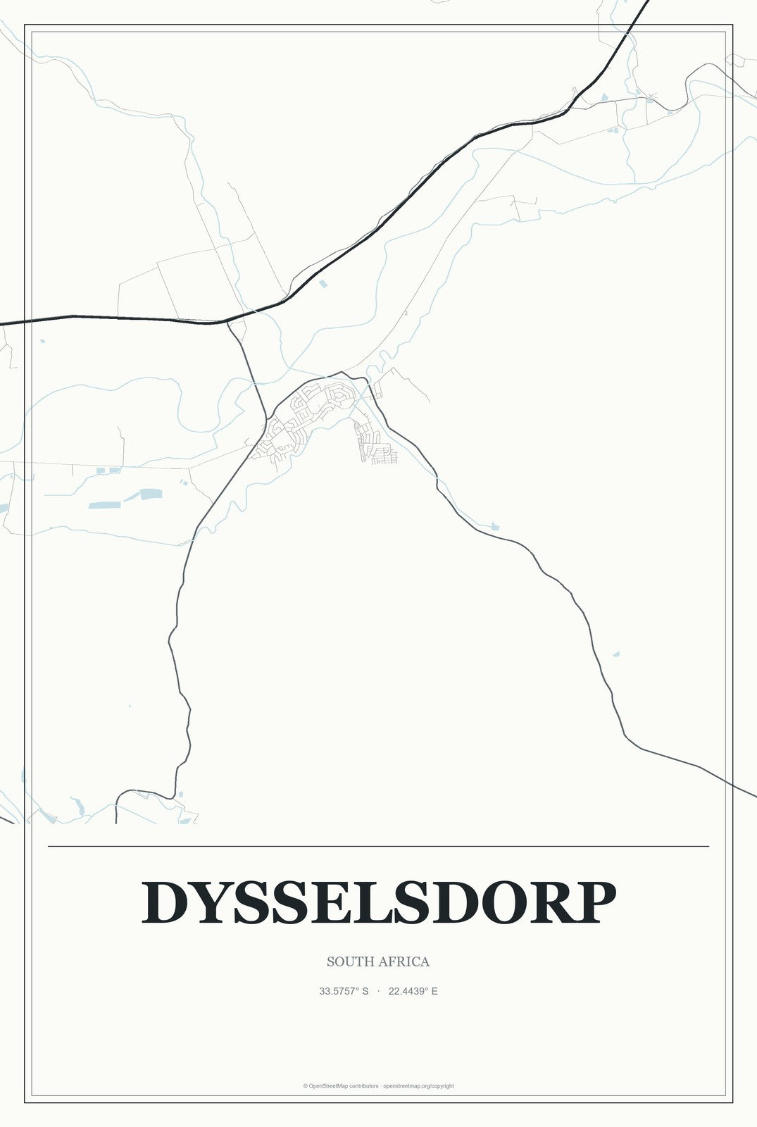 Dysselsdorp, South Africa City Map Aluminum Sign in Gallery Air style