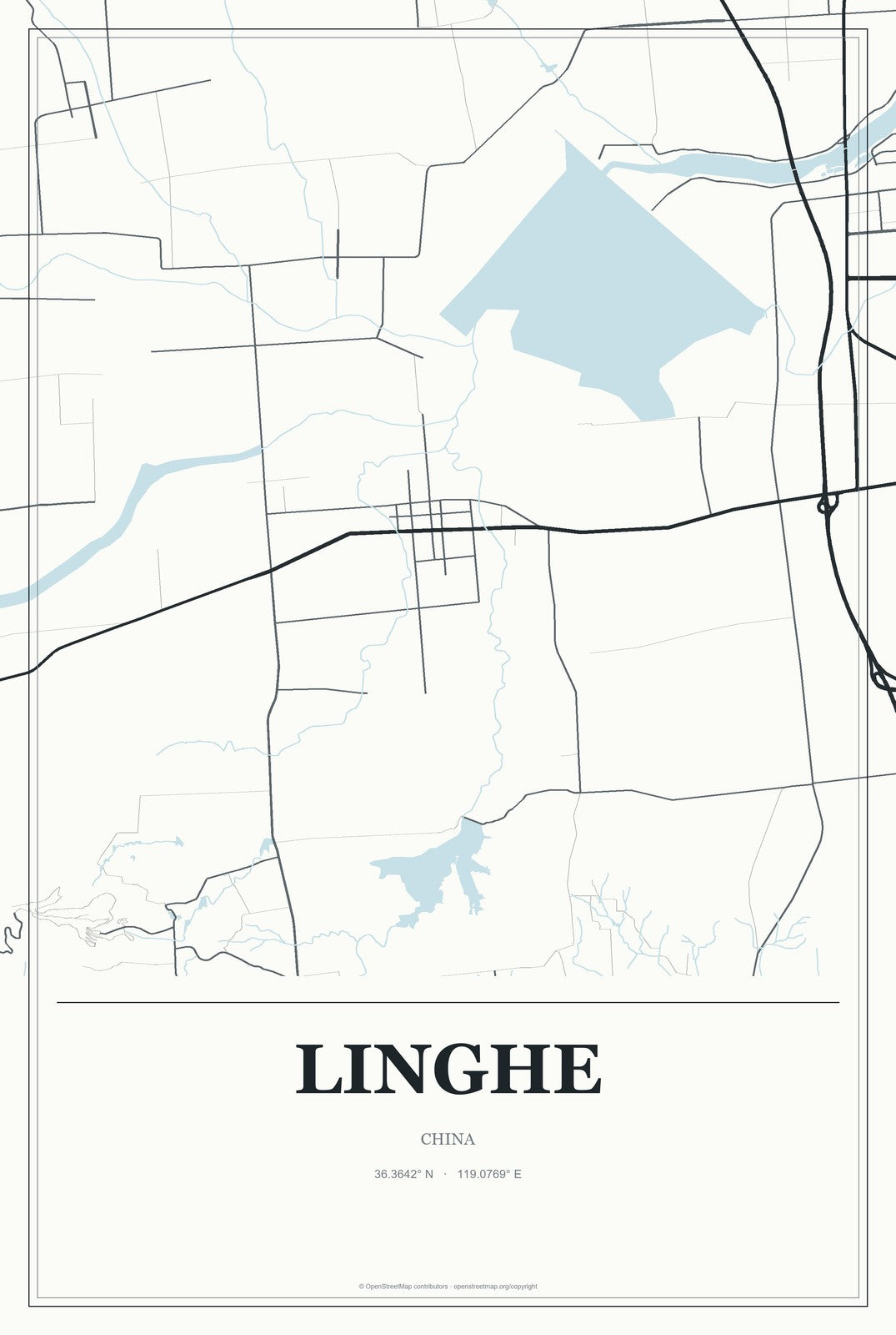 Linghe, China City Map Aluminum Sign in Gallery Air style