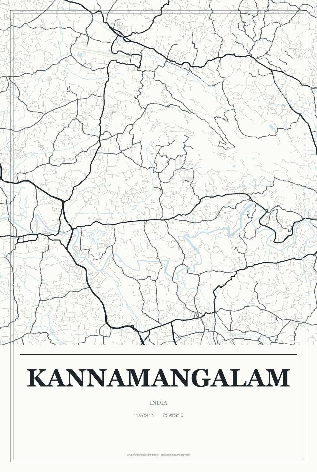 Kannamangalam, India City Map Aluminum Sign in Gallery Air style