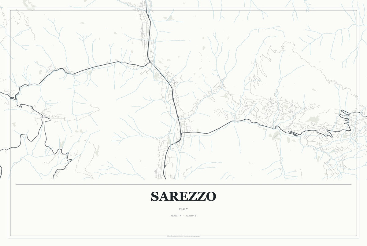 Sarezzo, Italy City Map Aluminum Sign in Gallery Air style