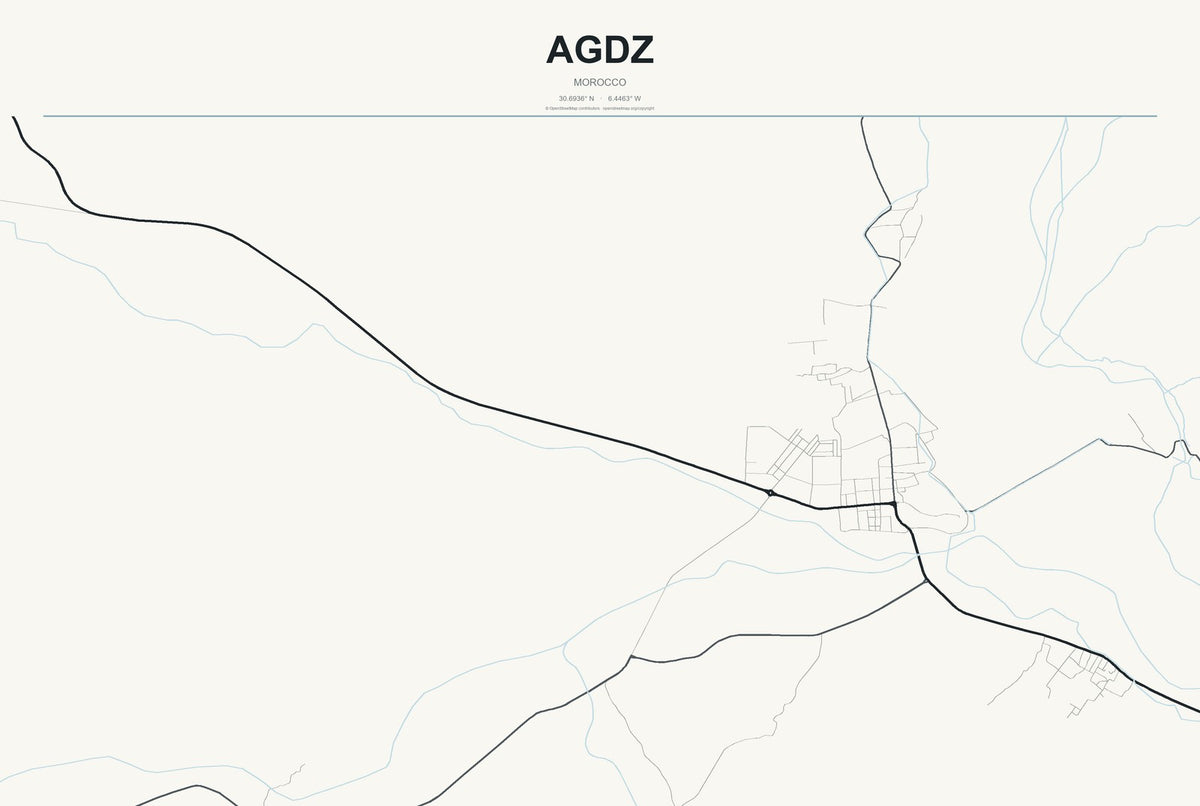 Agdz, Morocco City Map Aluminum Sign in Headline Atlas style