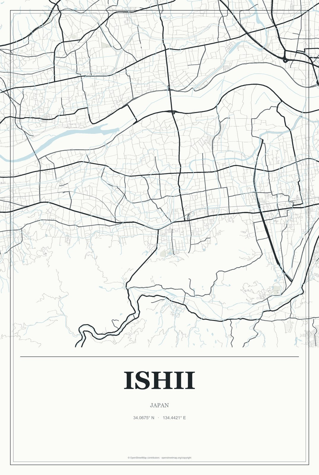 Ishii, Japan City Map Aluminum Sign in Gallery Air style