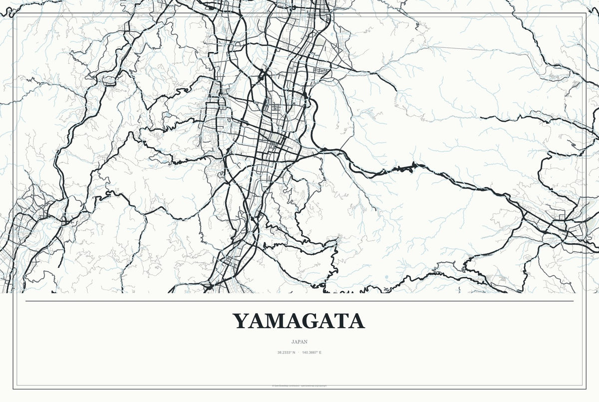 Yamagata, Gifu, Japan City Map Aluminum Sign in Gallery Air style