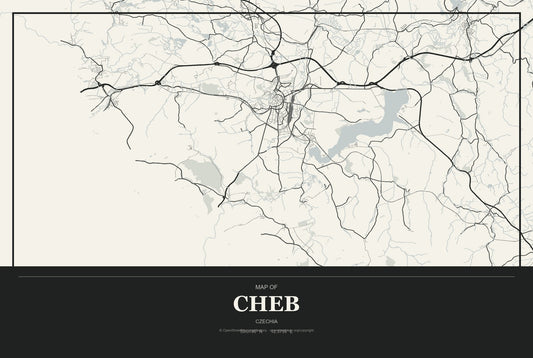 Cheb, Czechia City Map Aluminum Sign in Museum Plaque style