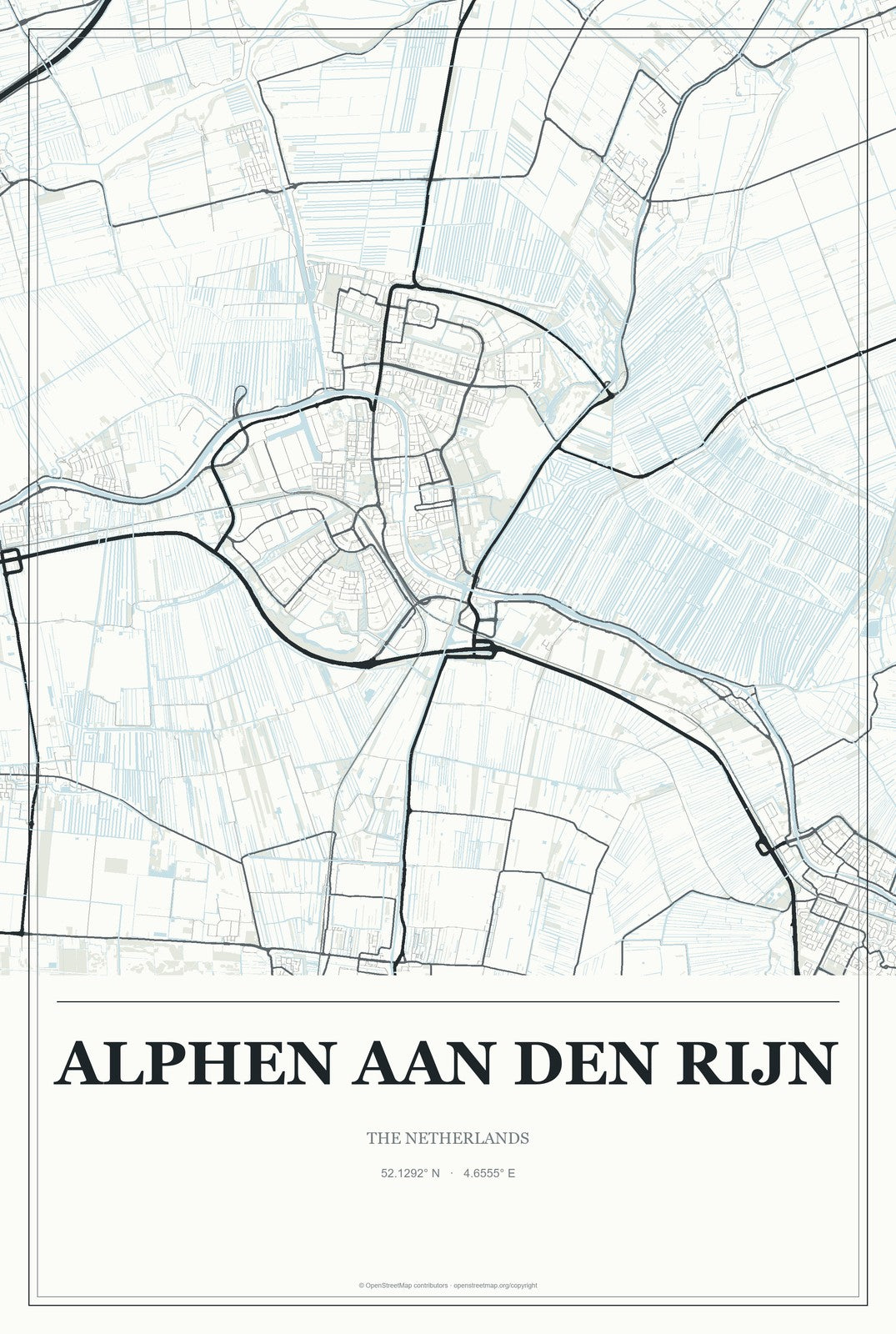Alphen aan den Rijn, The Netherlands City Map Aluminum Sign in Gallery Air style