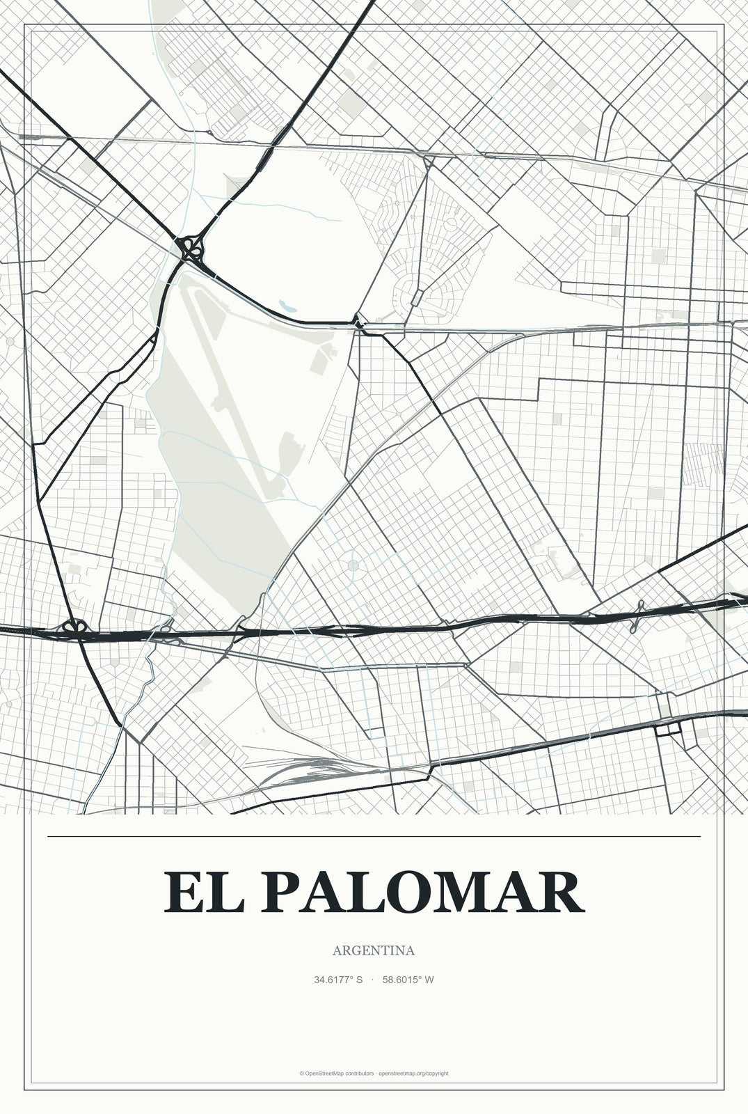 El Palomar, Argentina City Map Aluminum Sign in Gallery Air style