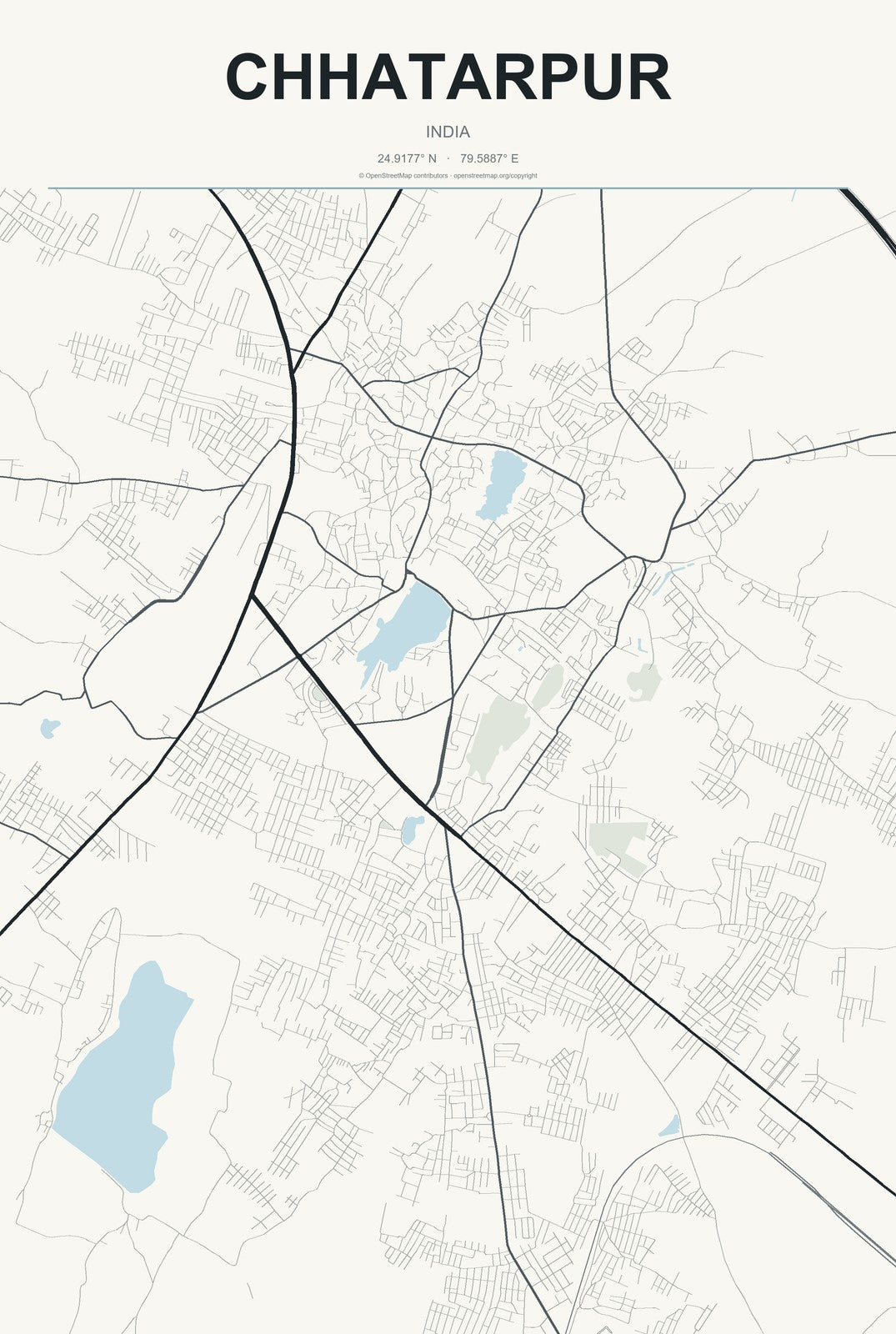 Chhatarpur, Delhi, India City Map Aluminum Sign in Headline Atlas style