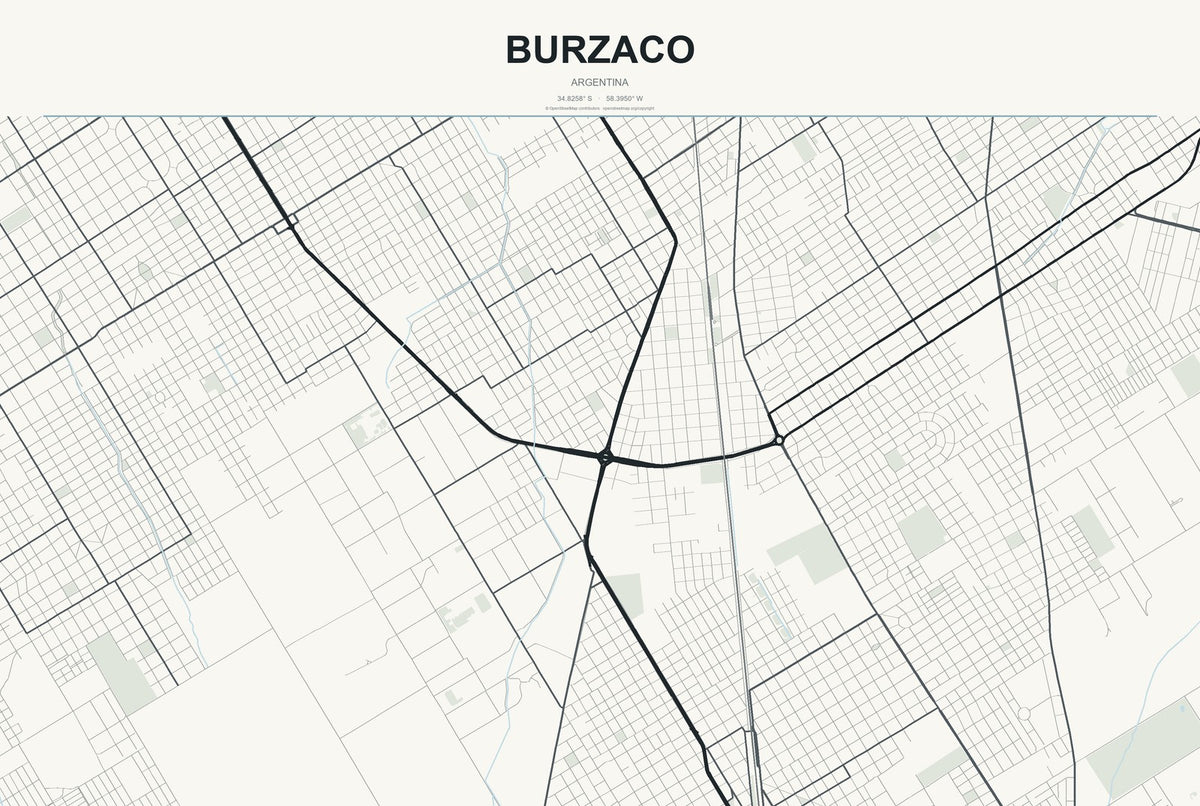 Burzaco, Argentina City Map Aluminum Sign in Headline Atlas style