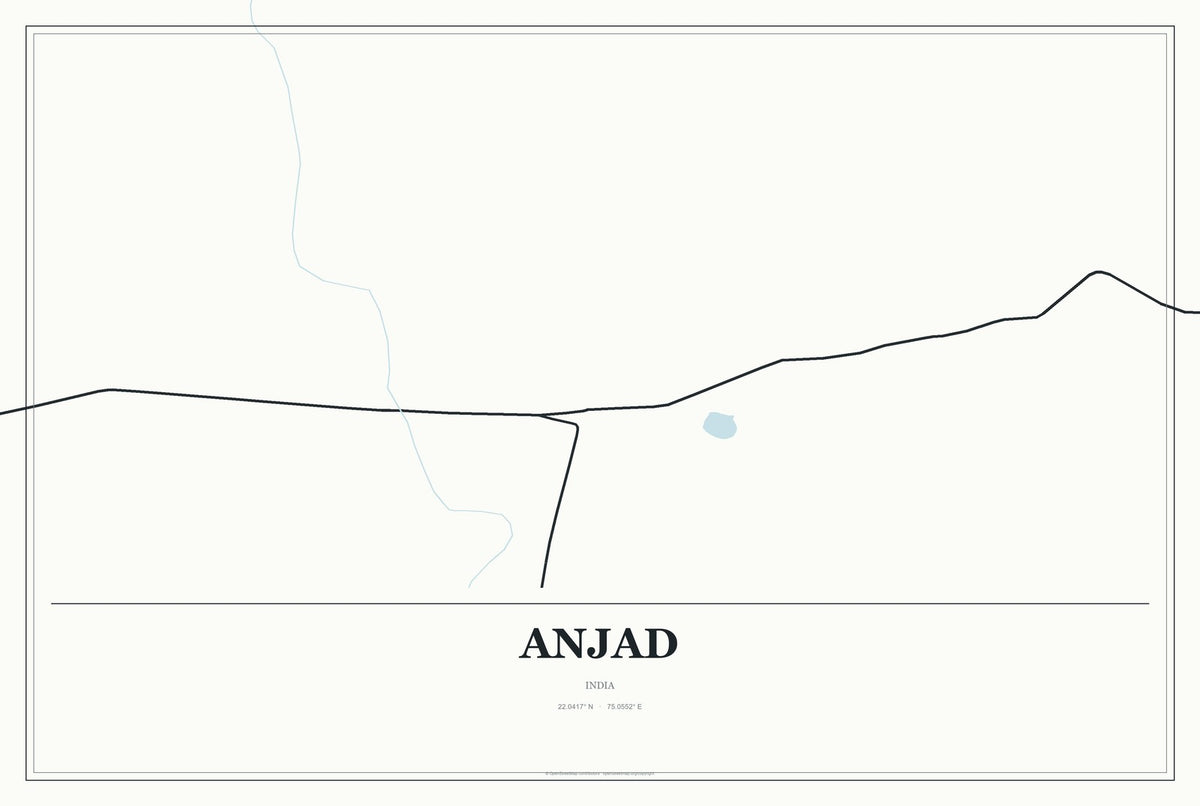 Anjad, India City Map Aluminum Sign in Gallery Air style