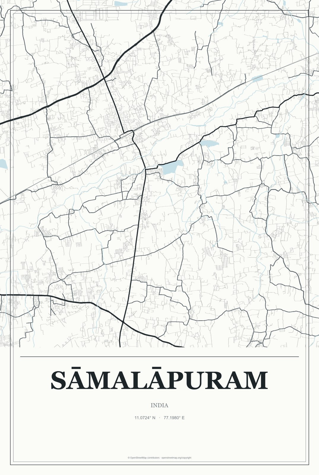 Sāmalāpuram, India City Map Aluminum Sign in Gallery Air style