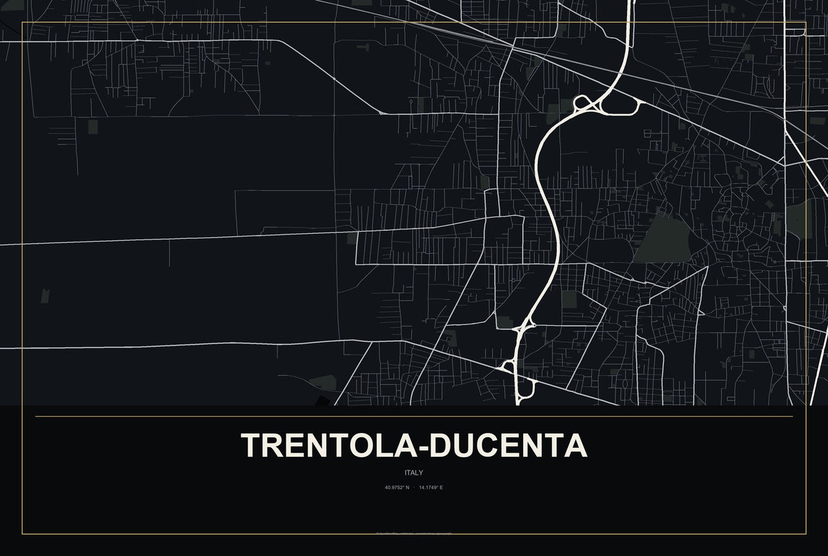 Trentola-Ducenta, Italy City Map Aluminum Sign in Metropolitan Noir style