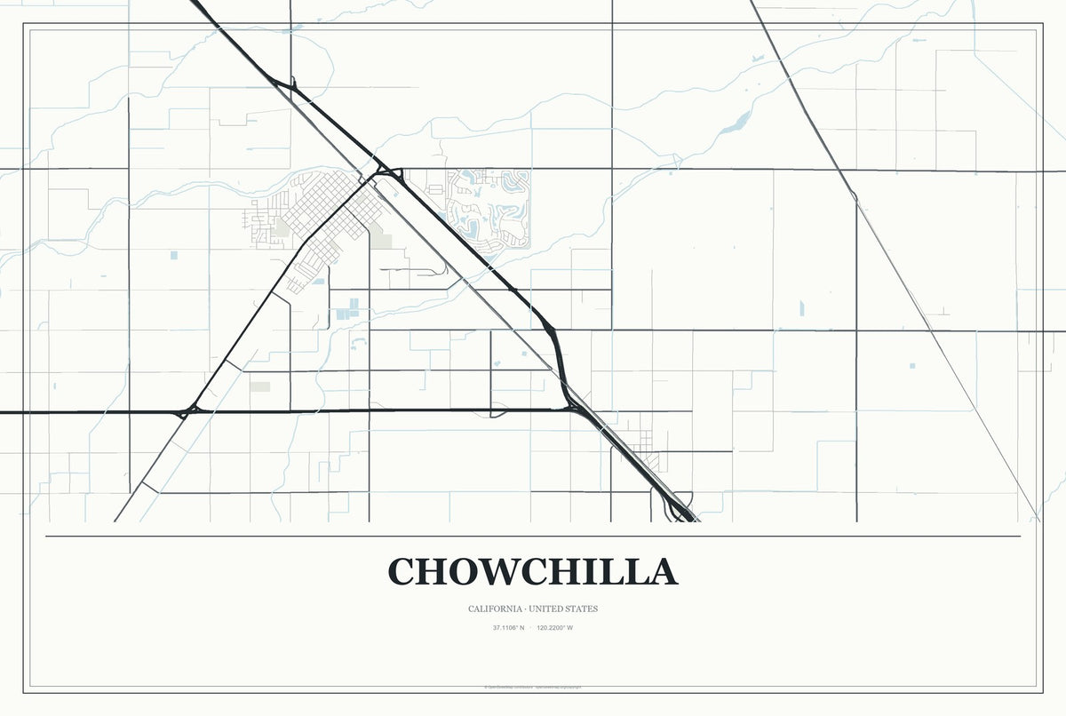 Chowchilla, California City Map Aluminum Sign in Gallery Air style