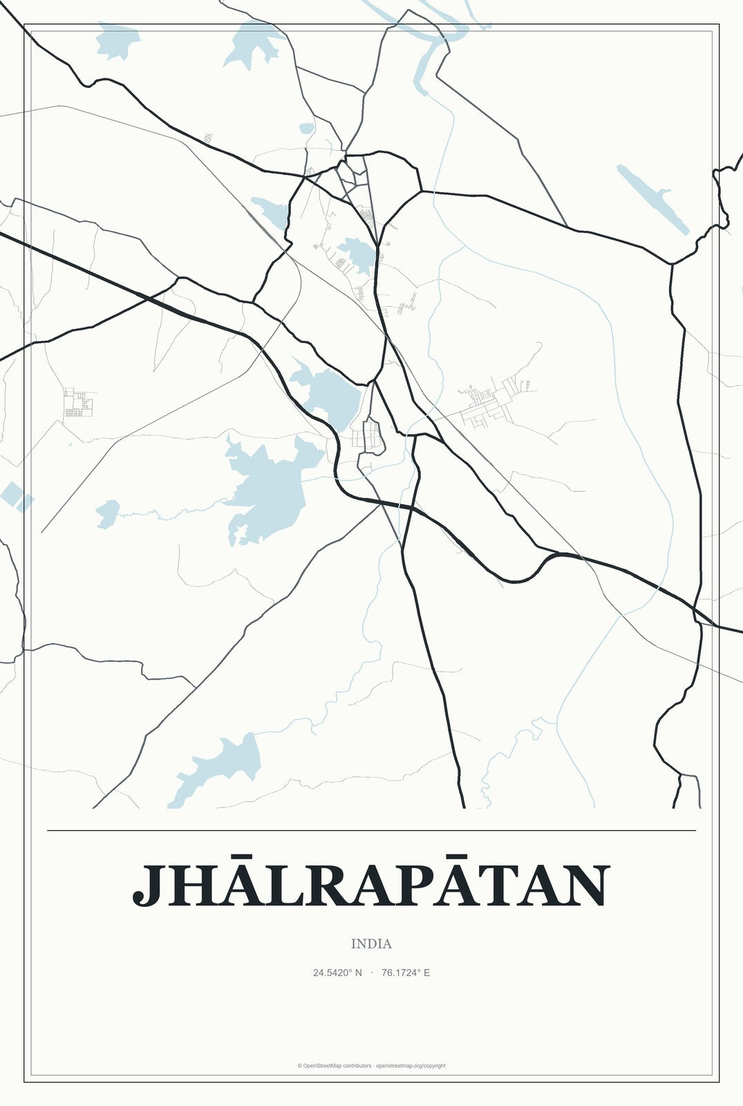 Jhālrapātan, India City Map Aluminum Sign in Gallery Air style