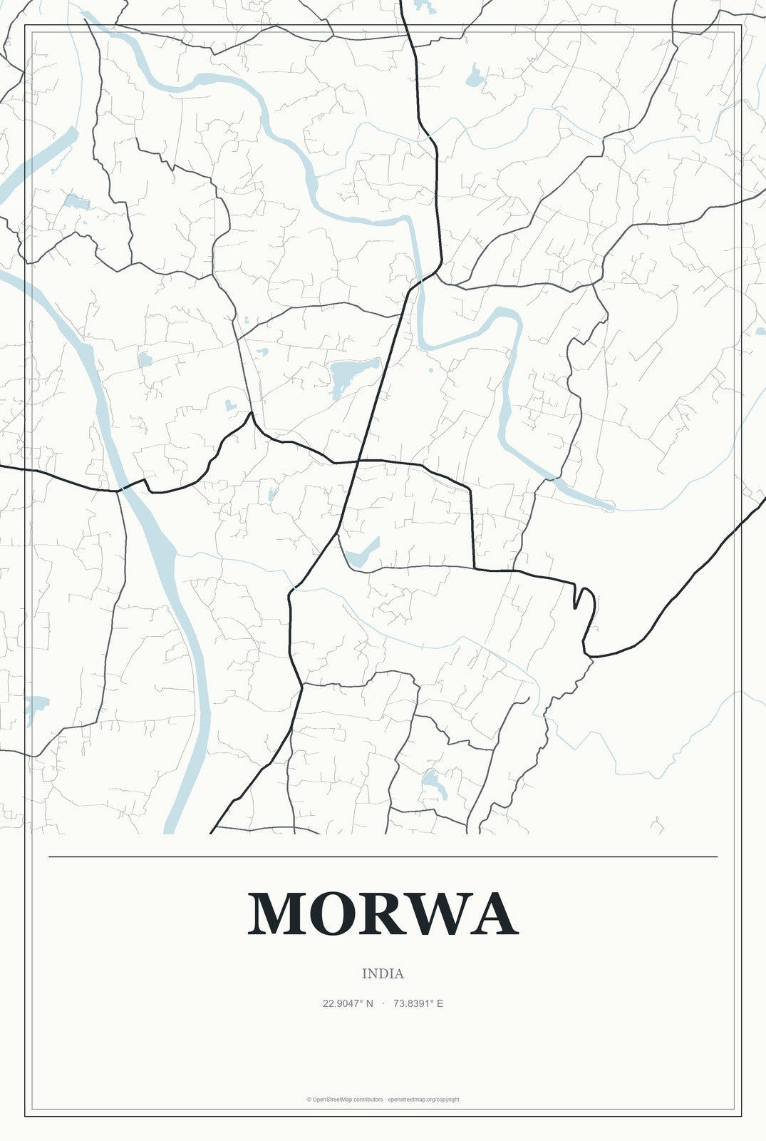 Morwa, India City Map Aluminum Sign in Gallery Air style