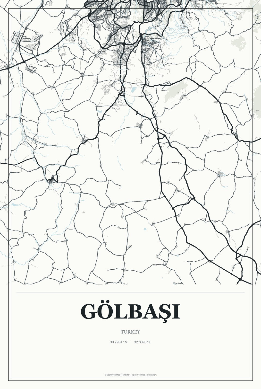 Gölbaşı, Ankara, Turkey City Map Aluminum Sign in Gallery Air style