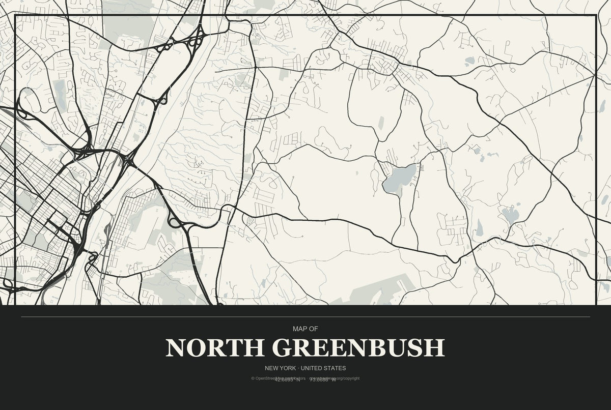 North Greenbush, New York City Map Aluminum Sign in Museum Plaque style