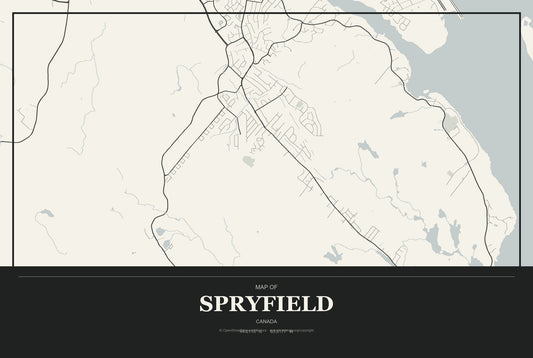 Spryfield, Canada City Map Aluminum Sign in Museum Plaque style