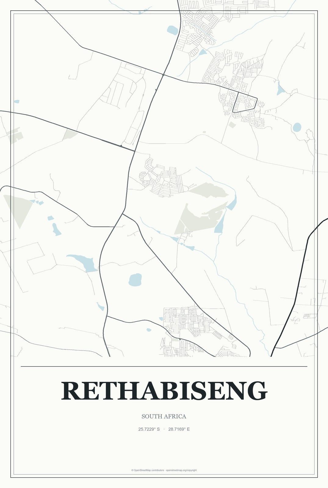 Rethabiseng, South Africa City Map Aluminum Sign in Gallery Air style