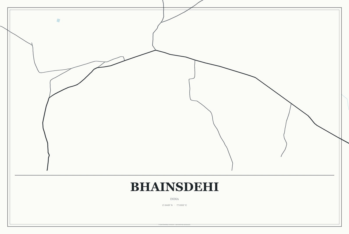 Bhainsdehi, India City Map Aluminum Sign in Gallery Air style