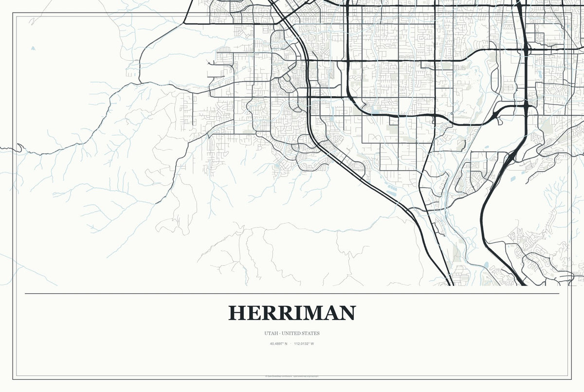Herriman, Utah City Map Aluminum Sign in Gallery Air style