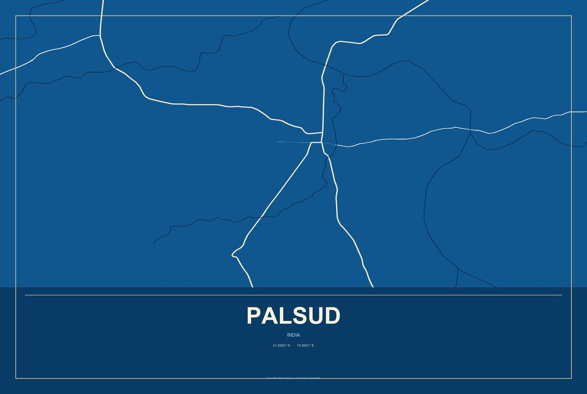Palsud, India City Map Aluminum Sign in Harbor Cobalt style