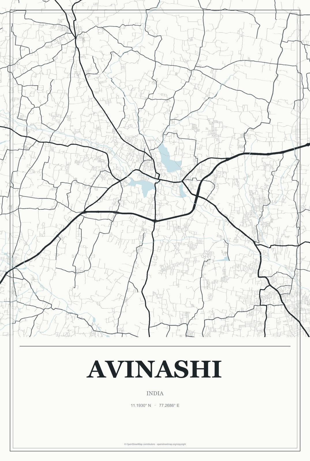 Avinashi, India City Map Aluminum Sign in Gallery Air style