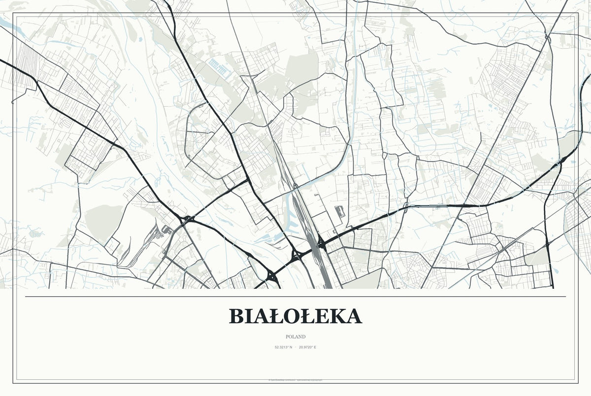 Białołeka, Poland City Map Aluminum Sign in Gallery Air style