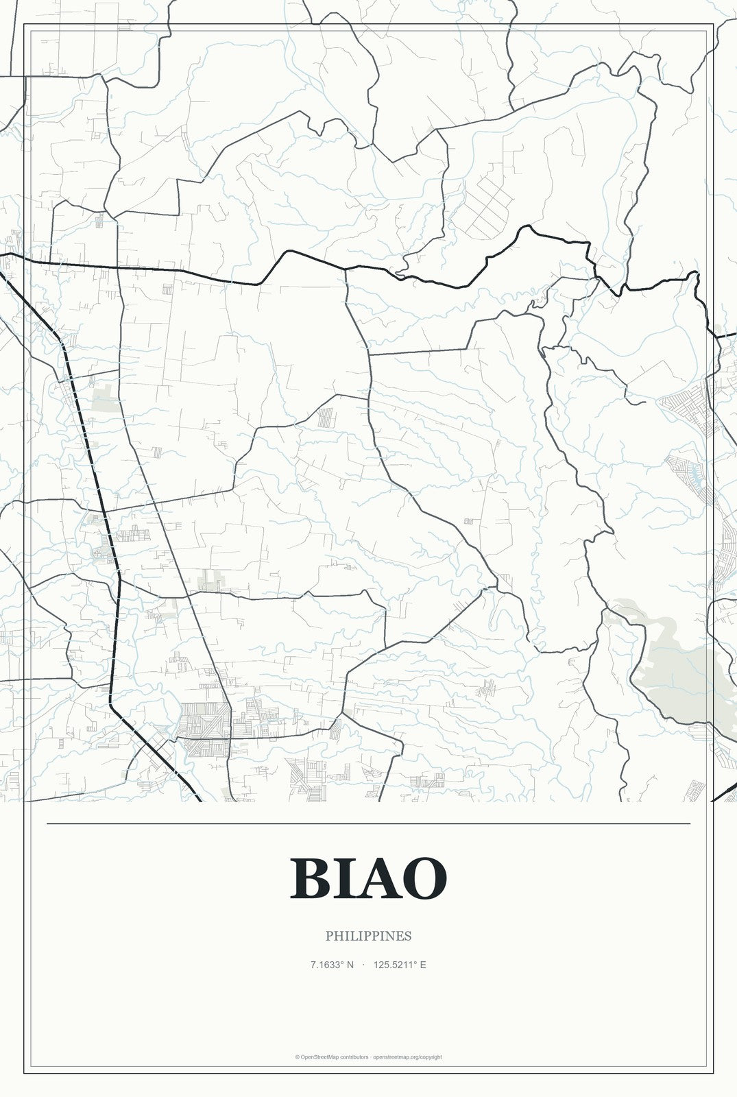 Biao, Philippines City Map Aluminum Sign in Gallery Air style