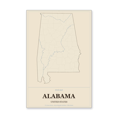 Alabama map in Heritage Nautical style