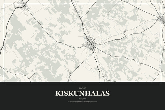 Kiskunhalas, Hungary City Map Aluminum Sign in Museum Plaque style