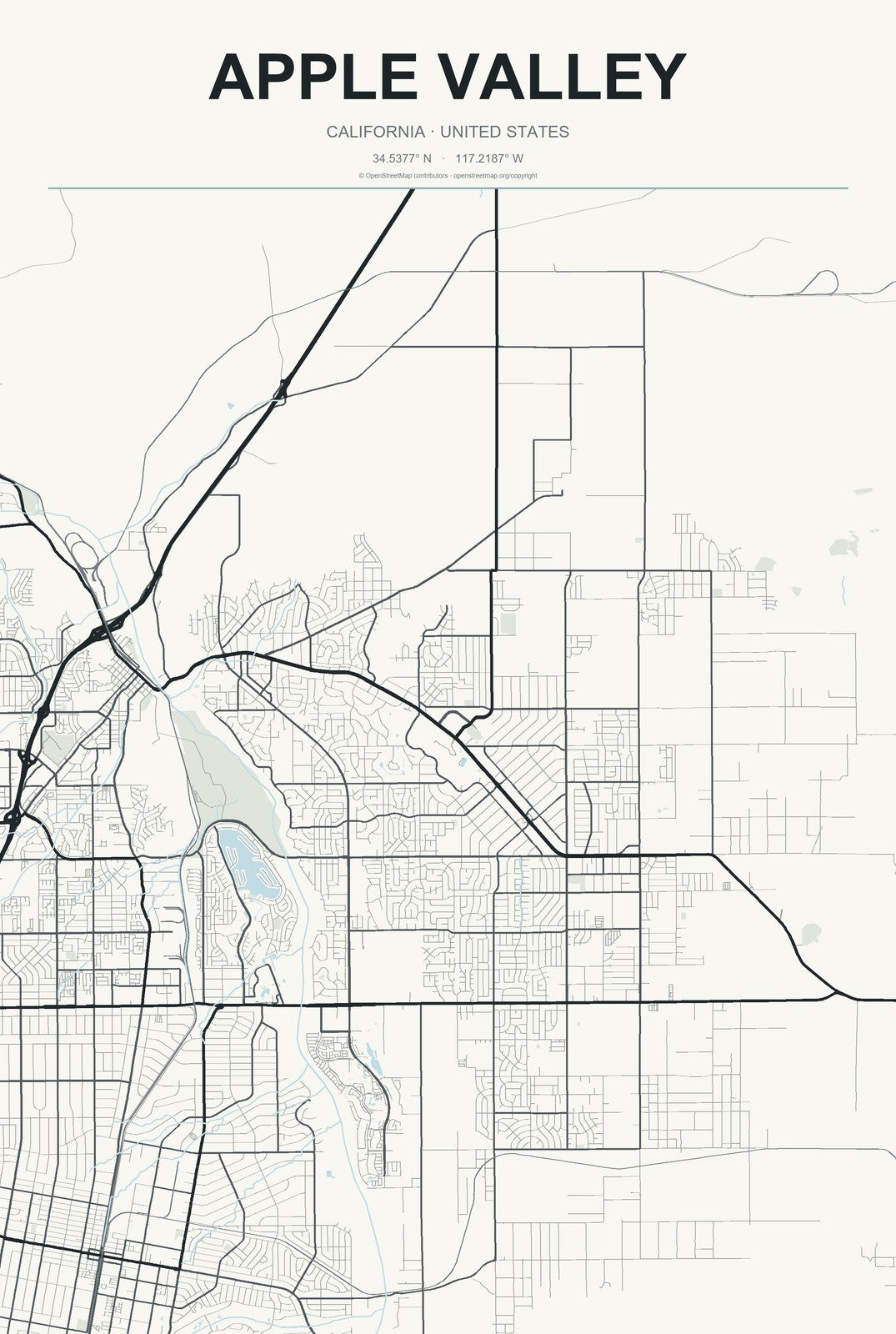 Apple Valley, California City Map Aluminum Sign in Headline Atlas style