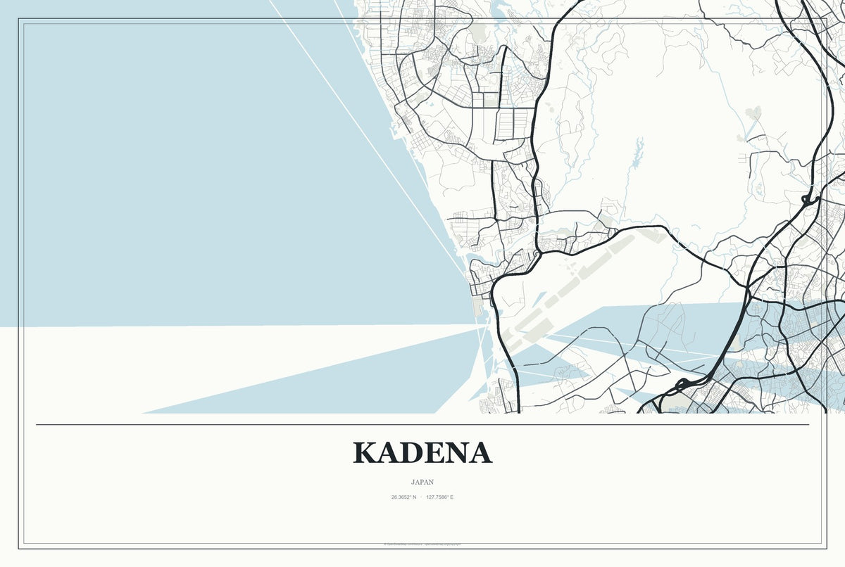 Kadena, Japan City Map Aluminum Sign in Gallery Air style
