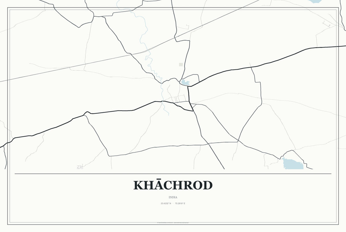 Khāchrod, India City Map Aluminum Sign in Gallery Air style