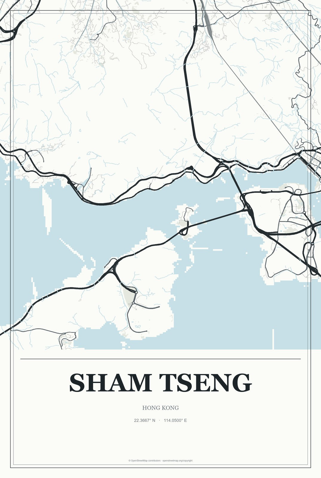 Sham Tseng, Hong Kong City Map Aluminum Sign in Gallery Air style