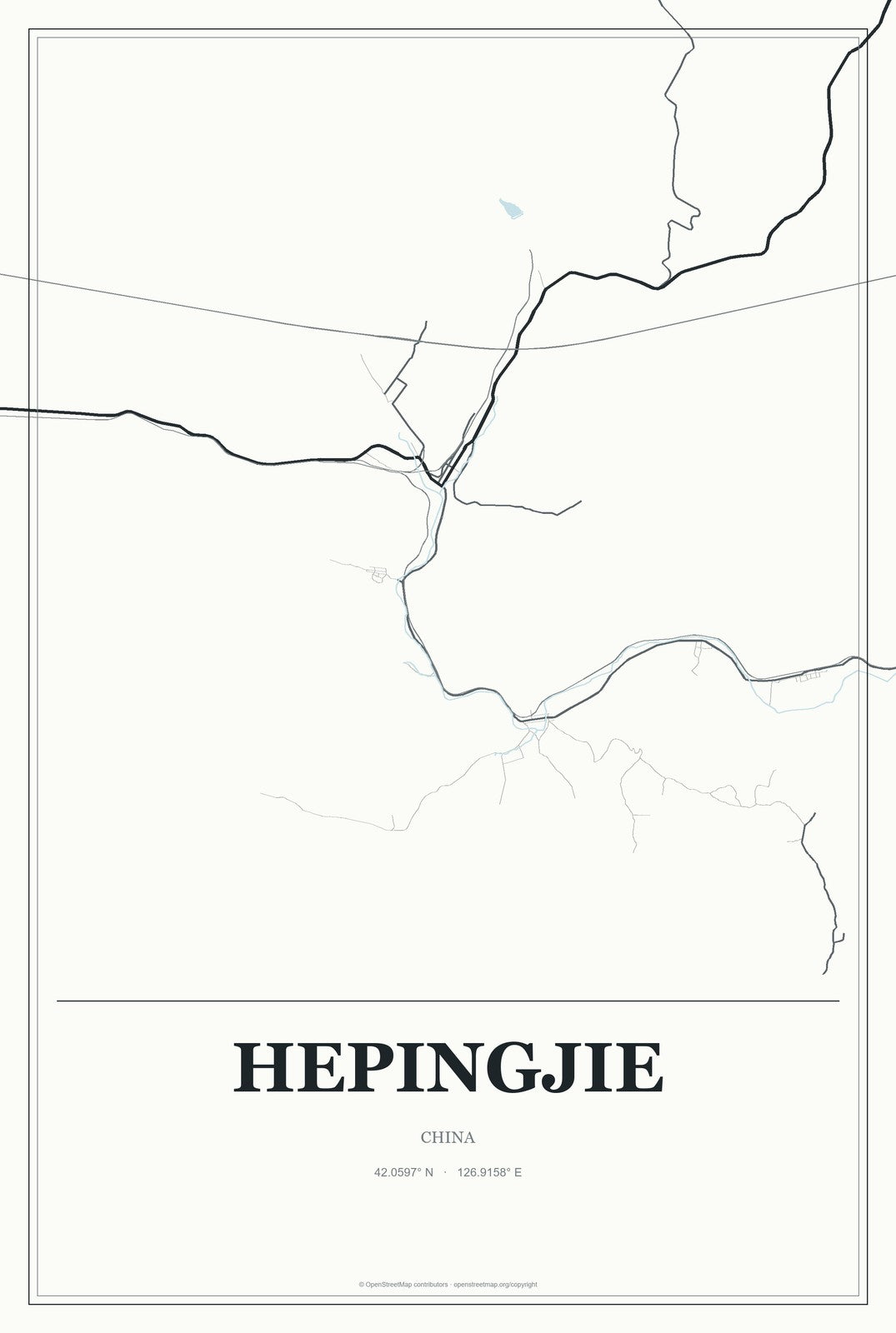 Hepingjie, China City Map Aluminum Sign in Gallery Air style