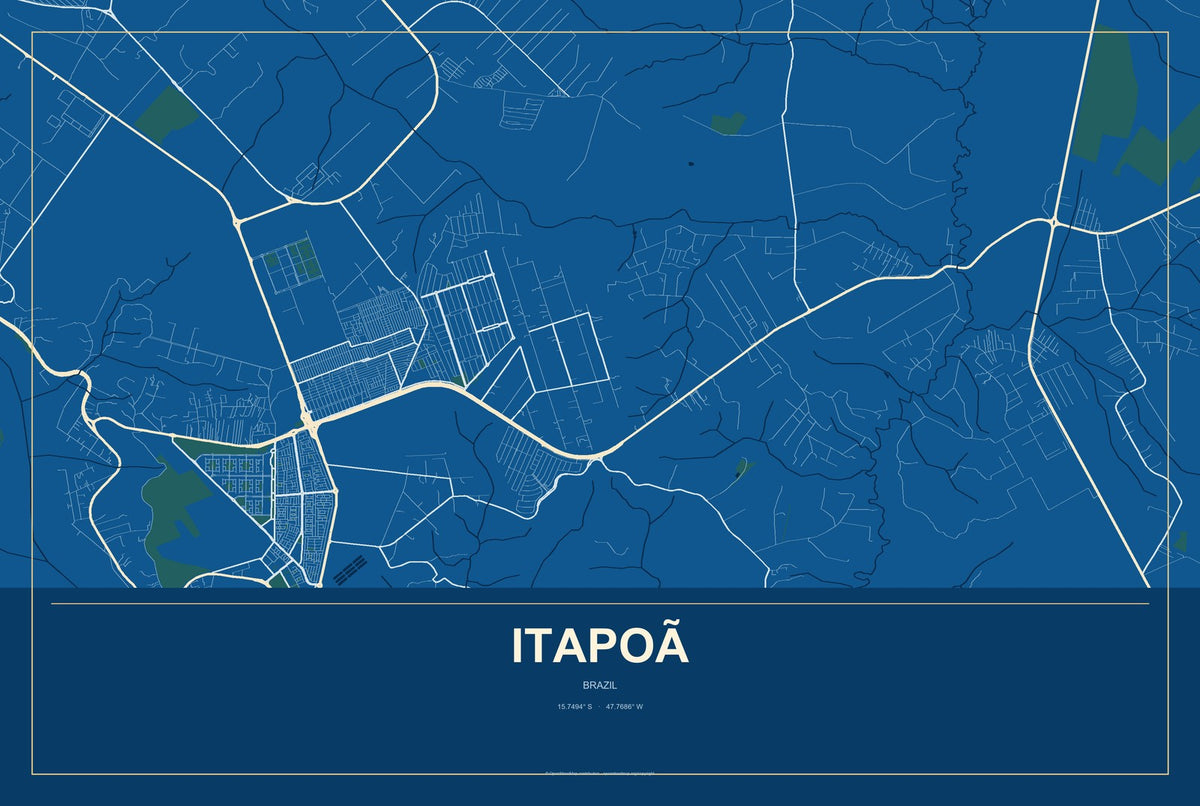 Itapoã, Brazil City Map Aluminum Sign in Harbor Cobalt style