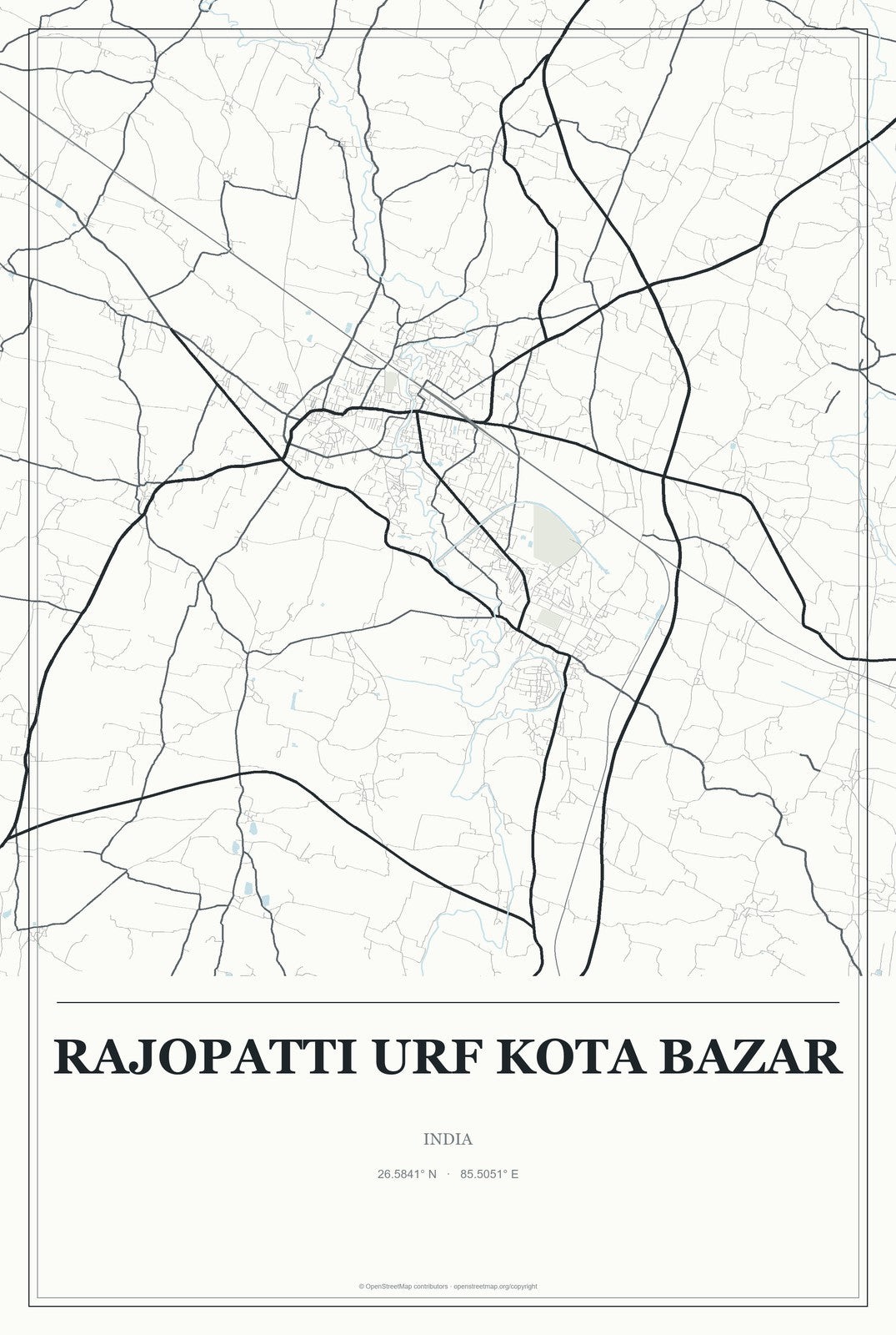 Rajopatti urf Kota Bazar, India City Map Aluminum Sign in Gallery Air style