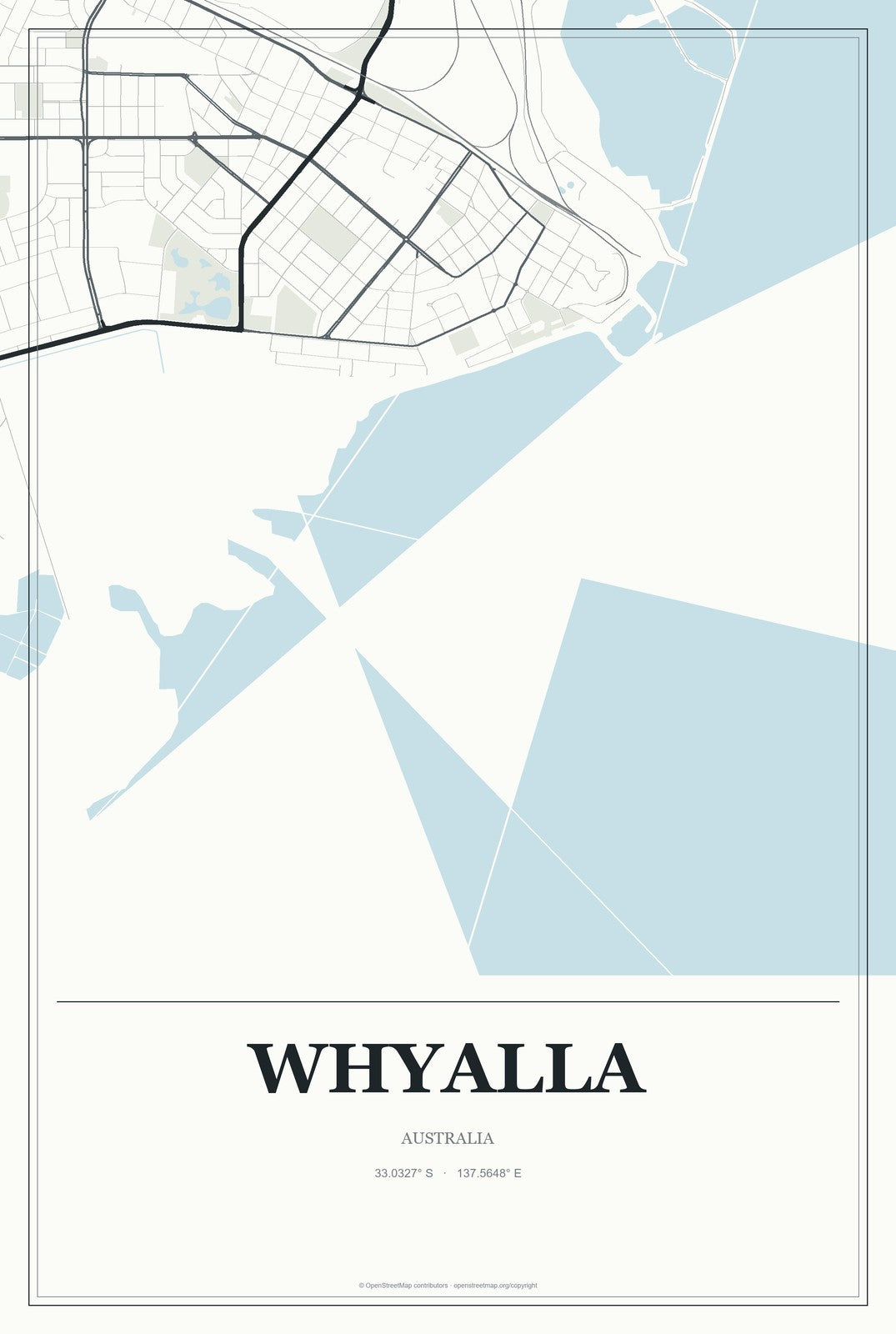 Whyalla, Australia City Map Aluminum Sign in Gallery Air style