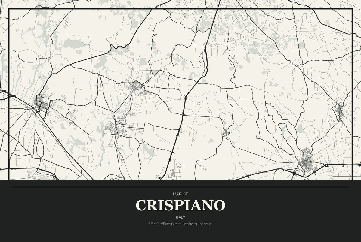 Crispiano, Italy City Map Aluminum Sign in Museum Plaque style